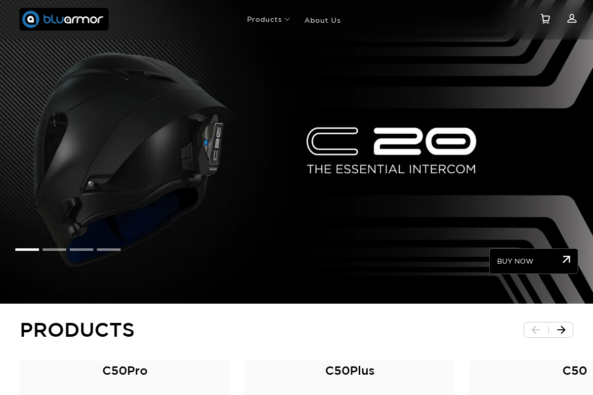 The BluArmor homepage screenshot