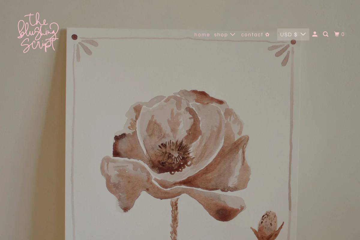 theblushingscript.com homepage screenshot