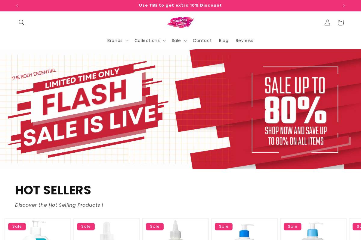 Thebodyessential homepage screenshot