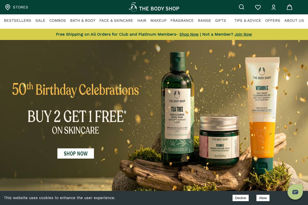 The Body Shop homepage screenshot