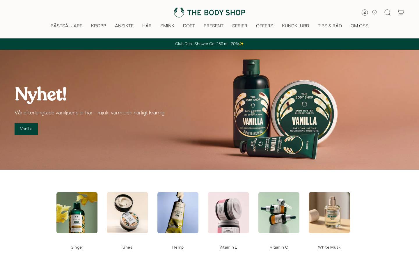 The Body Shop homepage screenshot