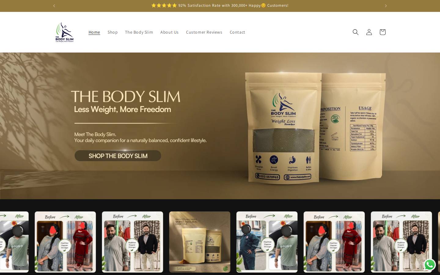 thebodyslim.com homepage screenshot