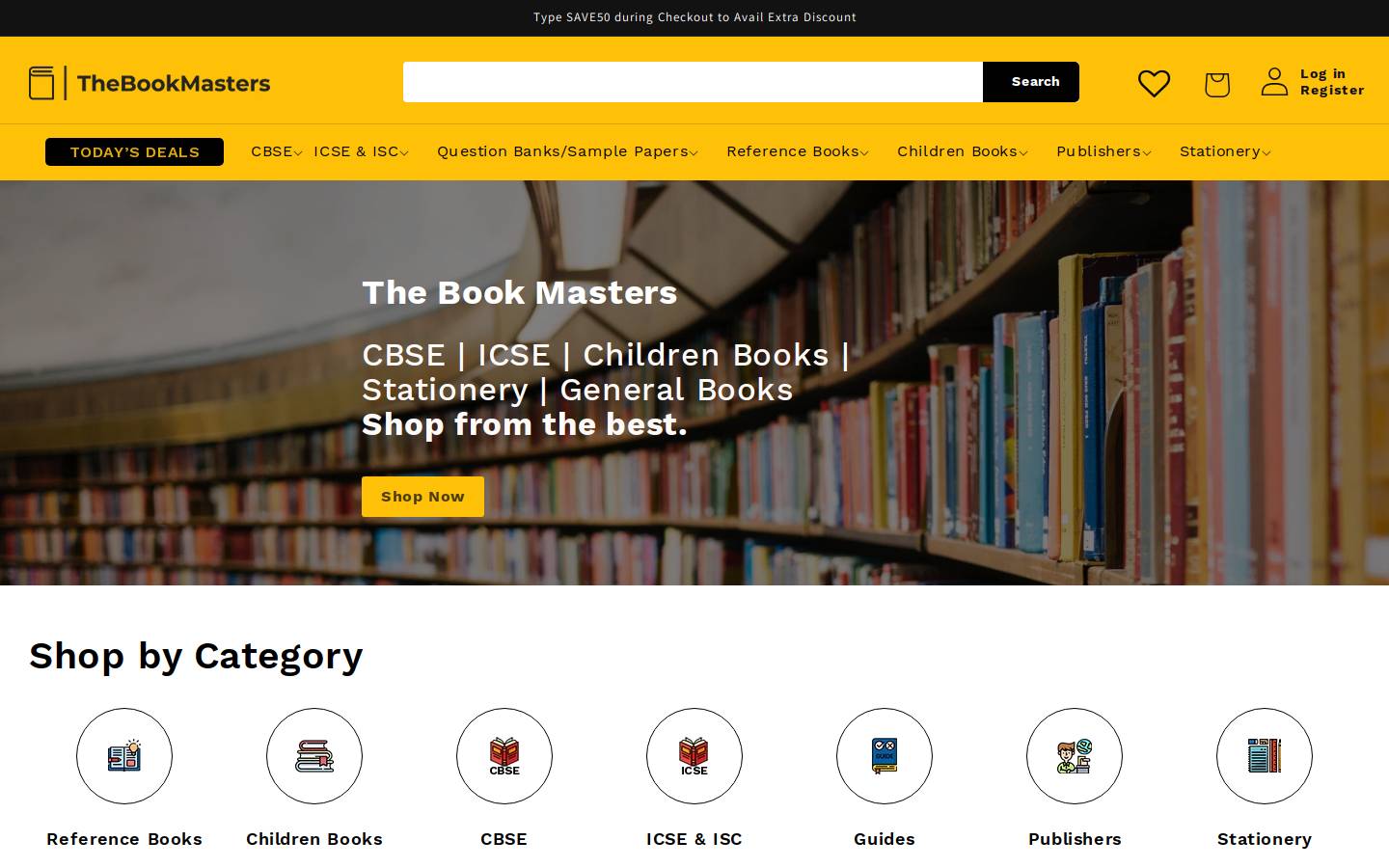 Thebookmasters homepage screenshot