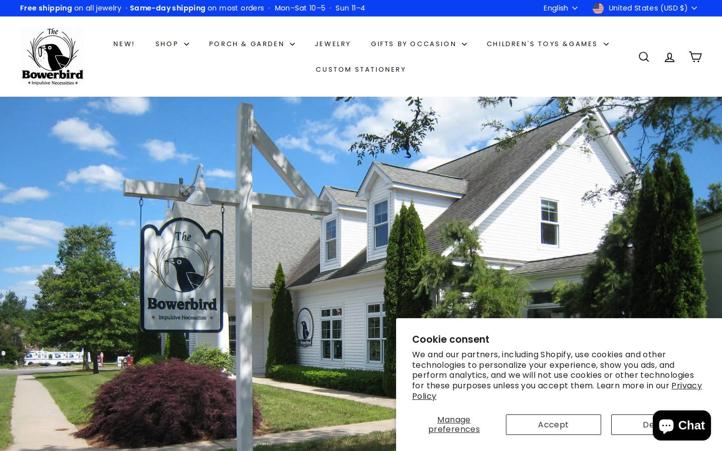 thebowerbird.com homepage screenshot