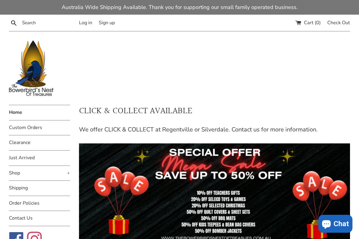 The Bowerbirds Nest of Treasures homepage screenshot