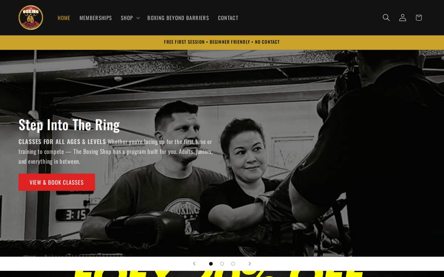 theboxingshop.com.au homepage screenshot