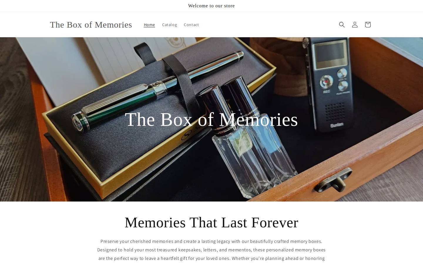 theboxofmemories.com homepage screenshot
