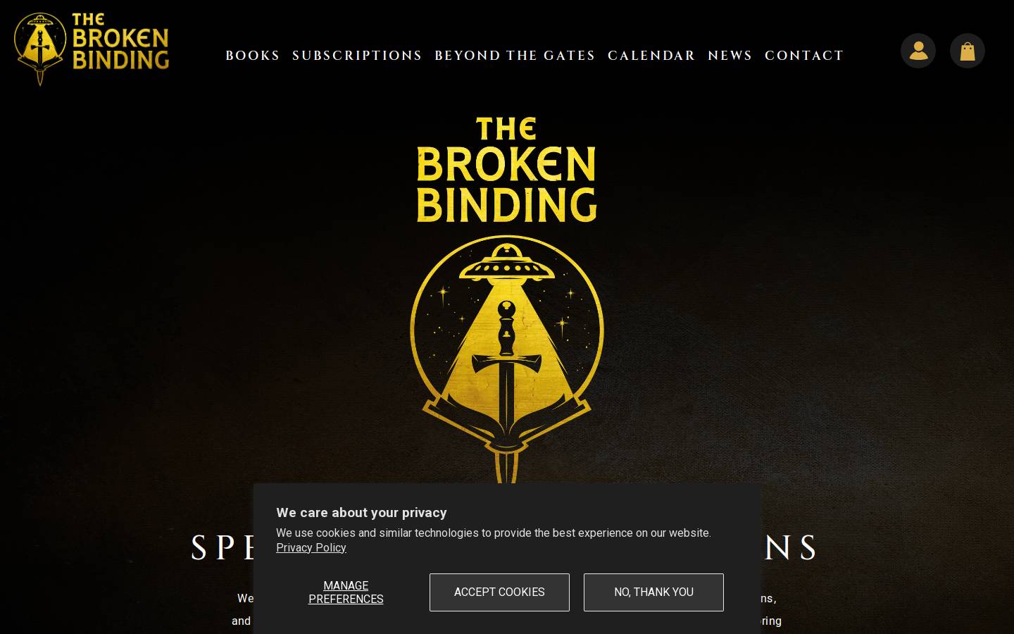 Thebrokenbindingsub homepage screenshot