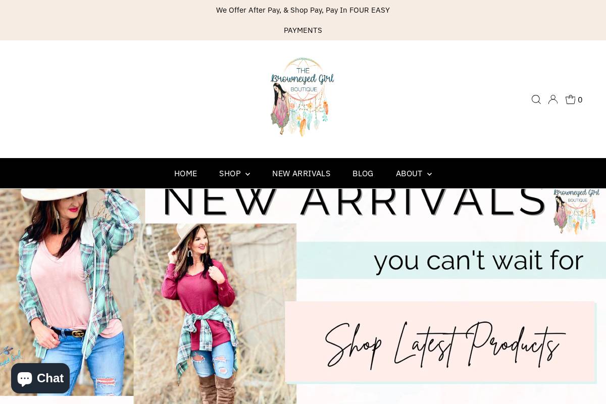 thebrowneyedgirl.boutique homepage screenshot