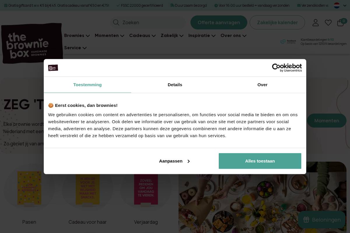 The Brownie Box homepage screenshot
