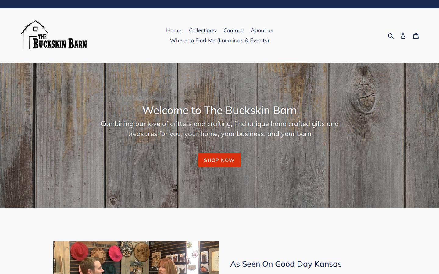 thebuckskinbarn.com homepage screenshot