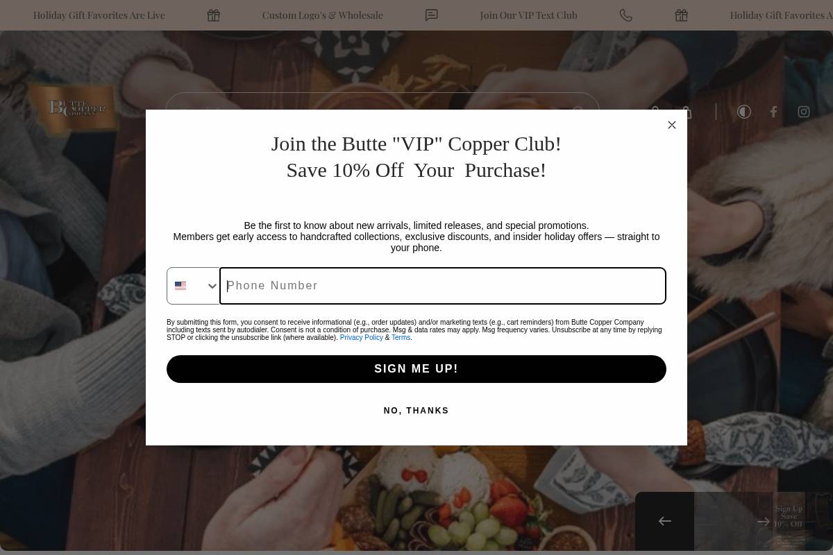 thebuttecoppercompany.com homepage screenshot