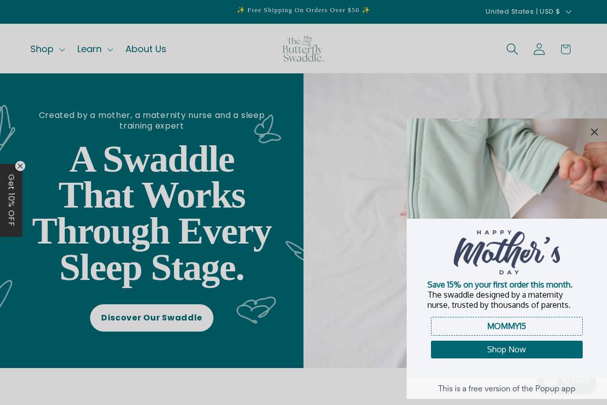 thebutterflyswaddle.com homepage screenshot
