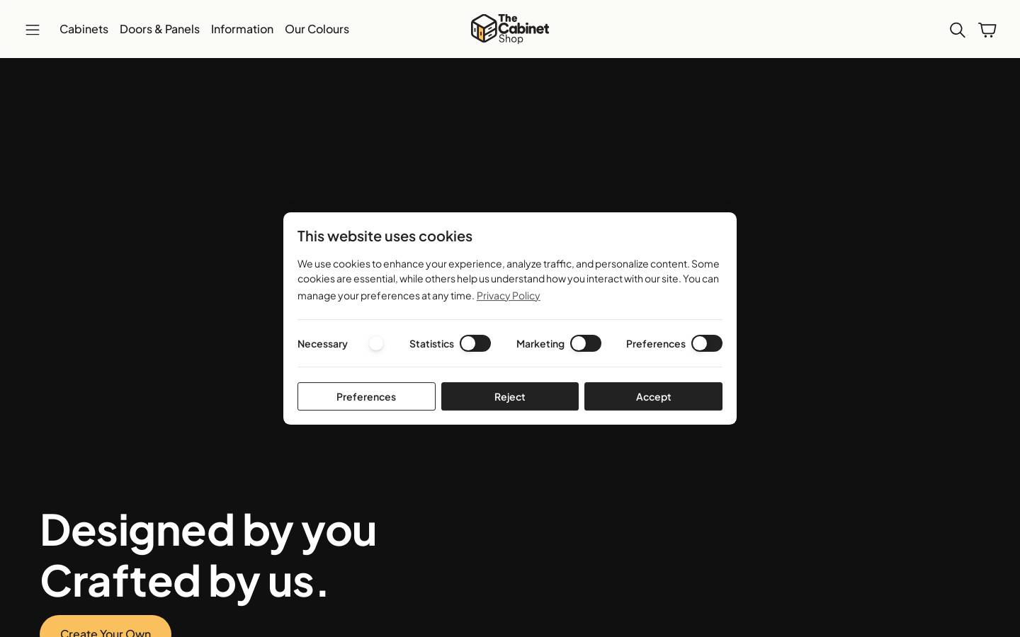 The Cabinet Shop homepage screenshot