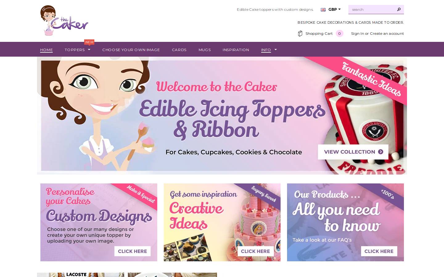 The Caker homepage screenshot