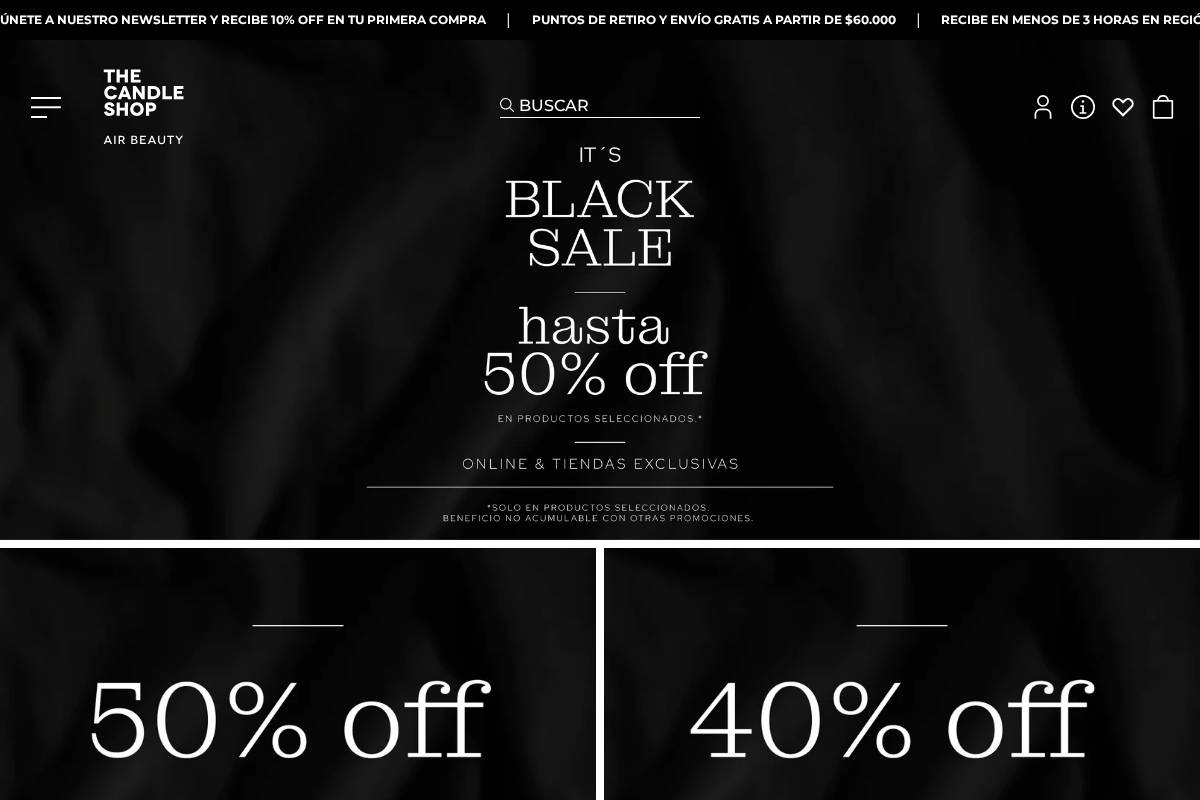 thecandleshop.cl homepage screenshot