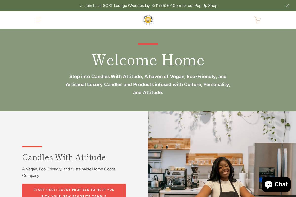 thecandleswithattitude.com homepage screenshot