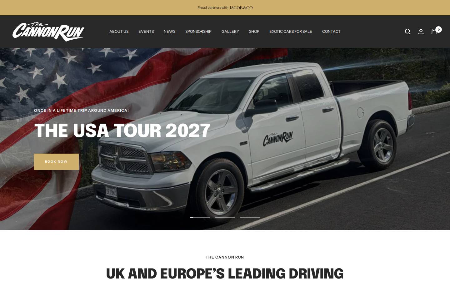 Thecannonrun homepage screenshot