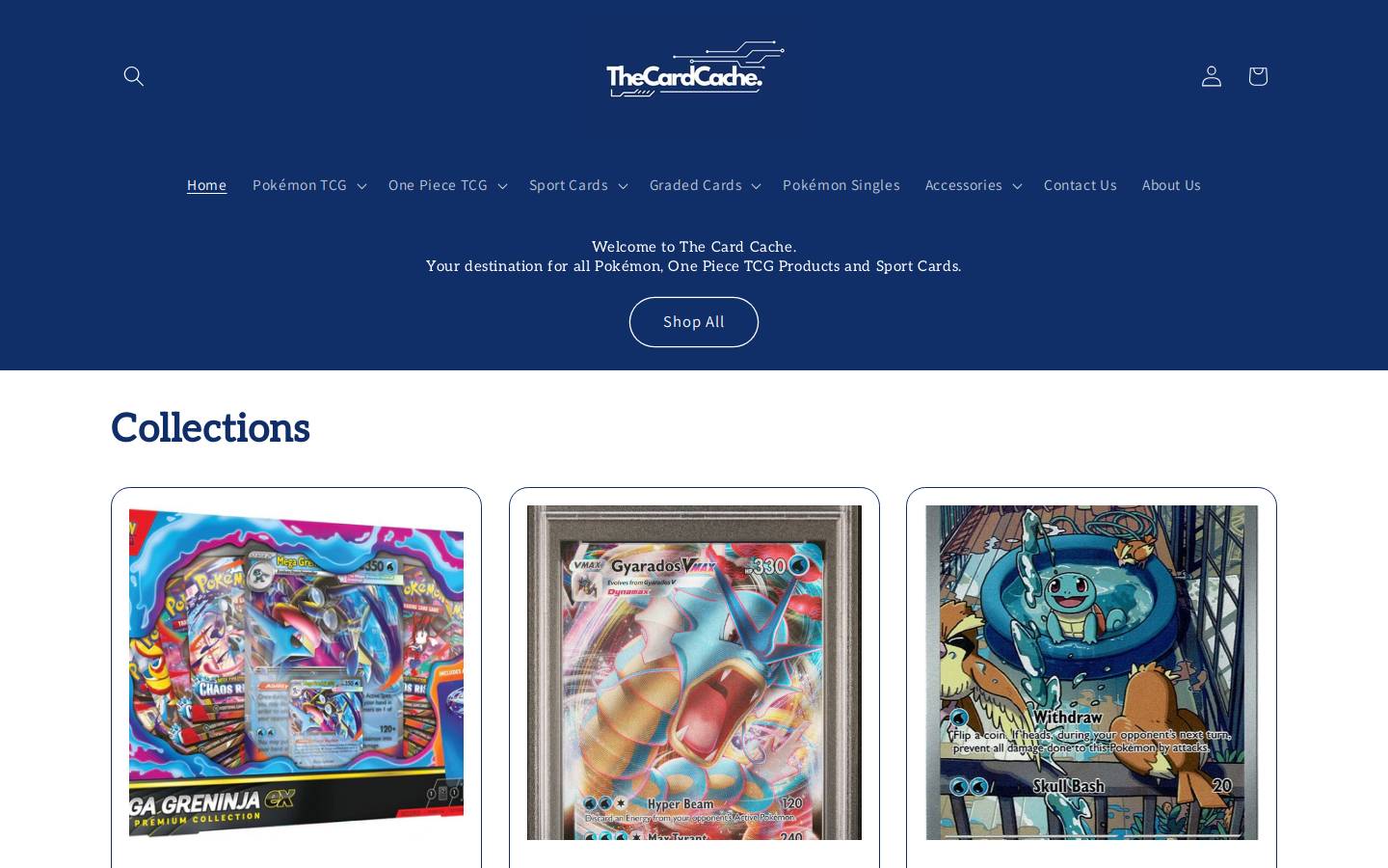 thecardcache.com.au homepage screenshot