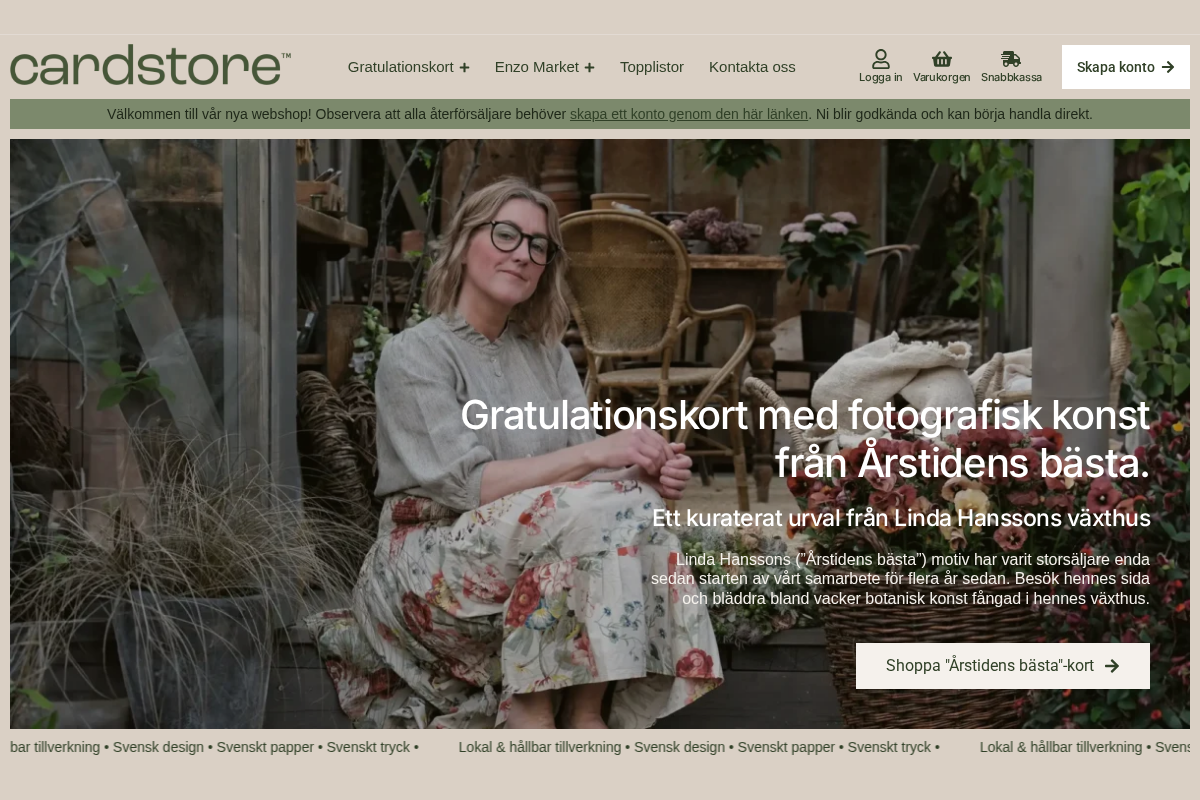 Card Store AB homepage screenshot