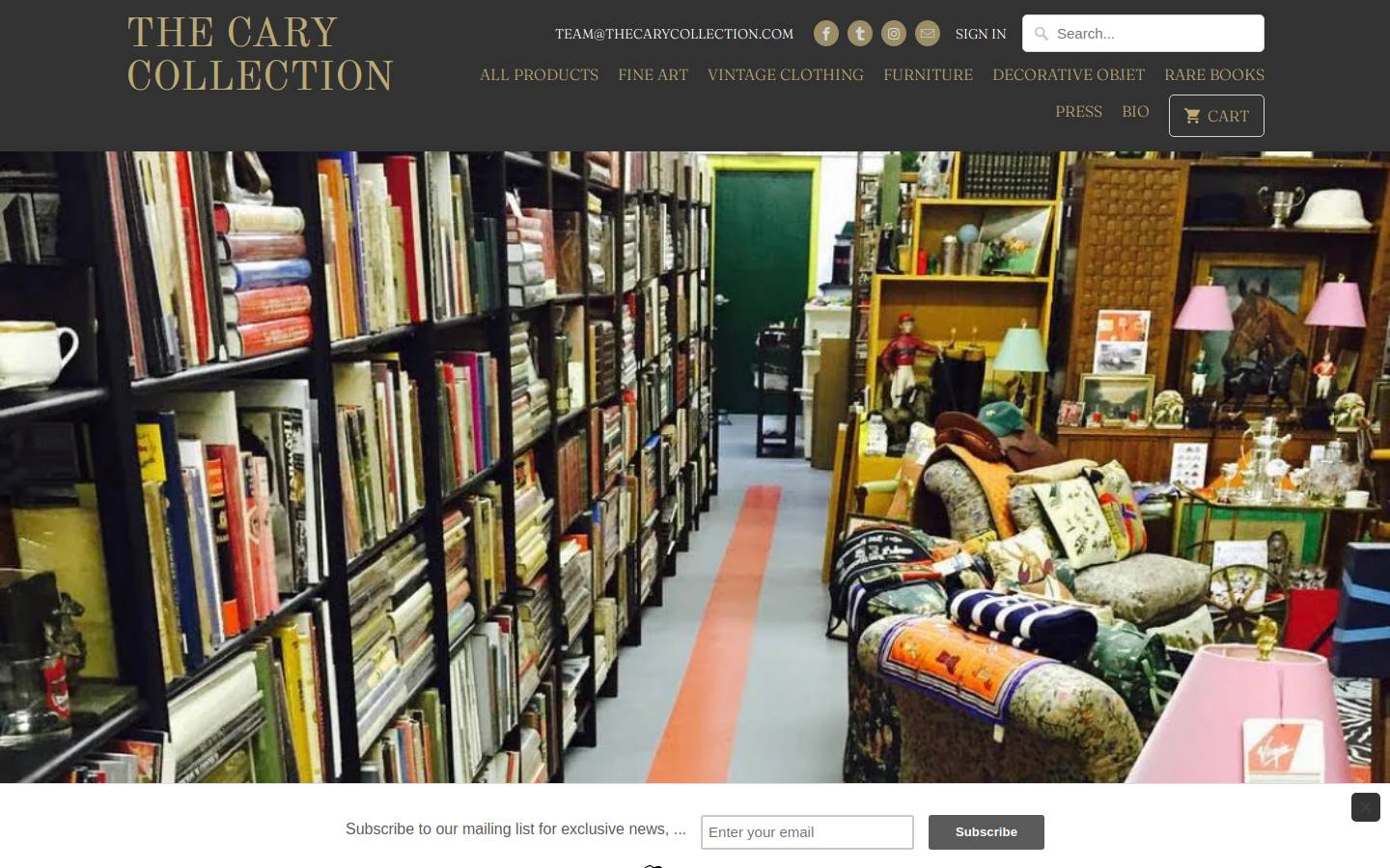thecarycollection.com homepage screenshot