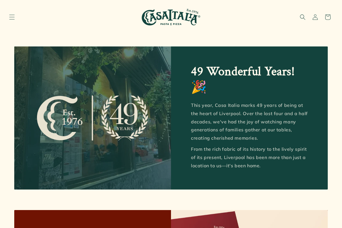The Casa Italia homepage screenshot