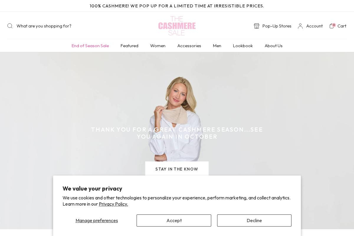 thecashmeresale.com homepage screenshot