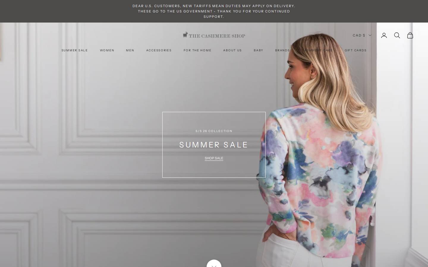 thecashmereshop.com homepage screenshot