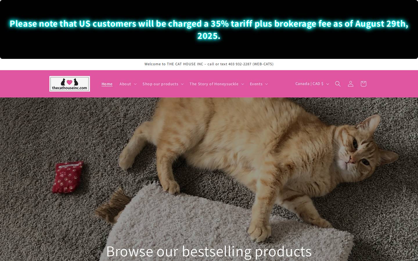thecathouseinc.com homepage screenshot