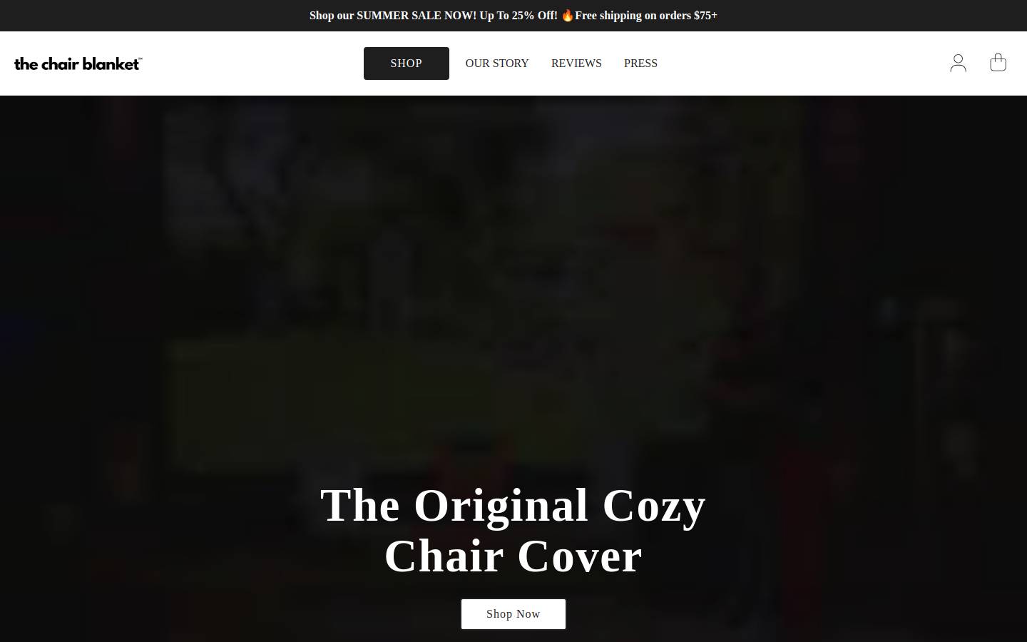 thechairblanket.com homepage screenshot