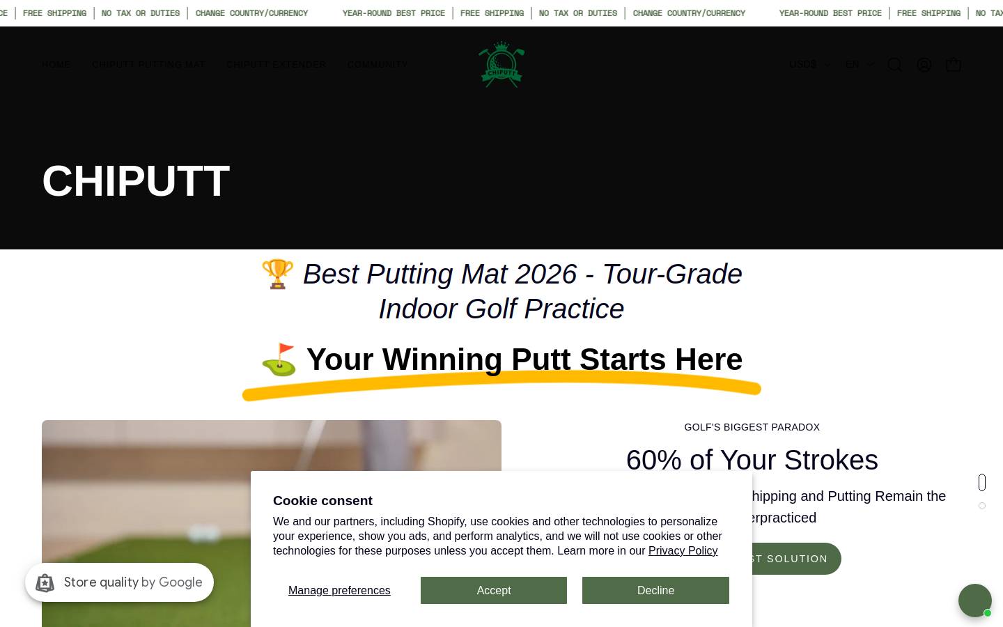 Chiputt Golf homepage screenshot