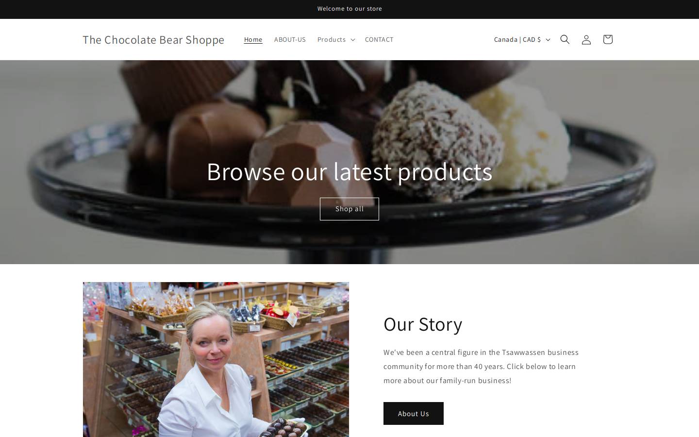 thechocolatebearshoppe.com homepage screenshot