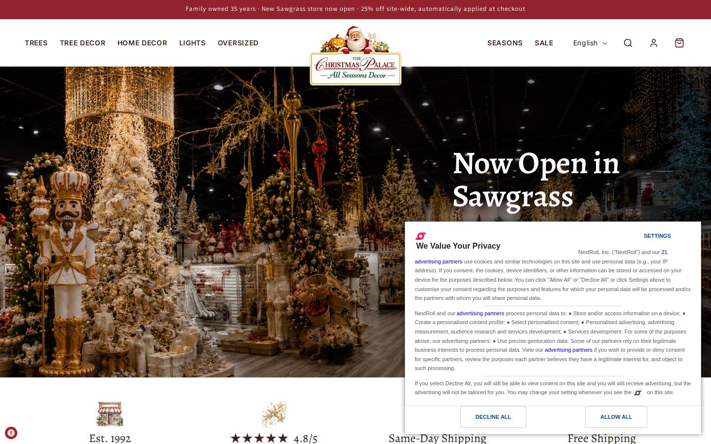 The Christmas Palace homepage screenshot