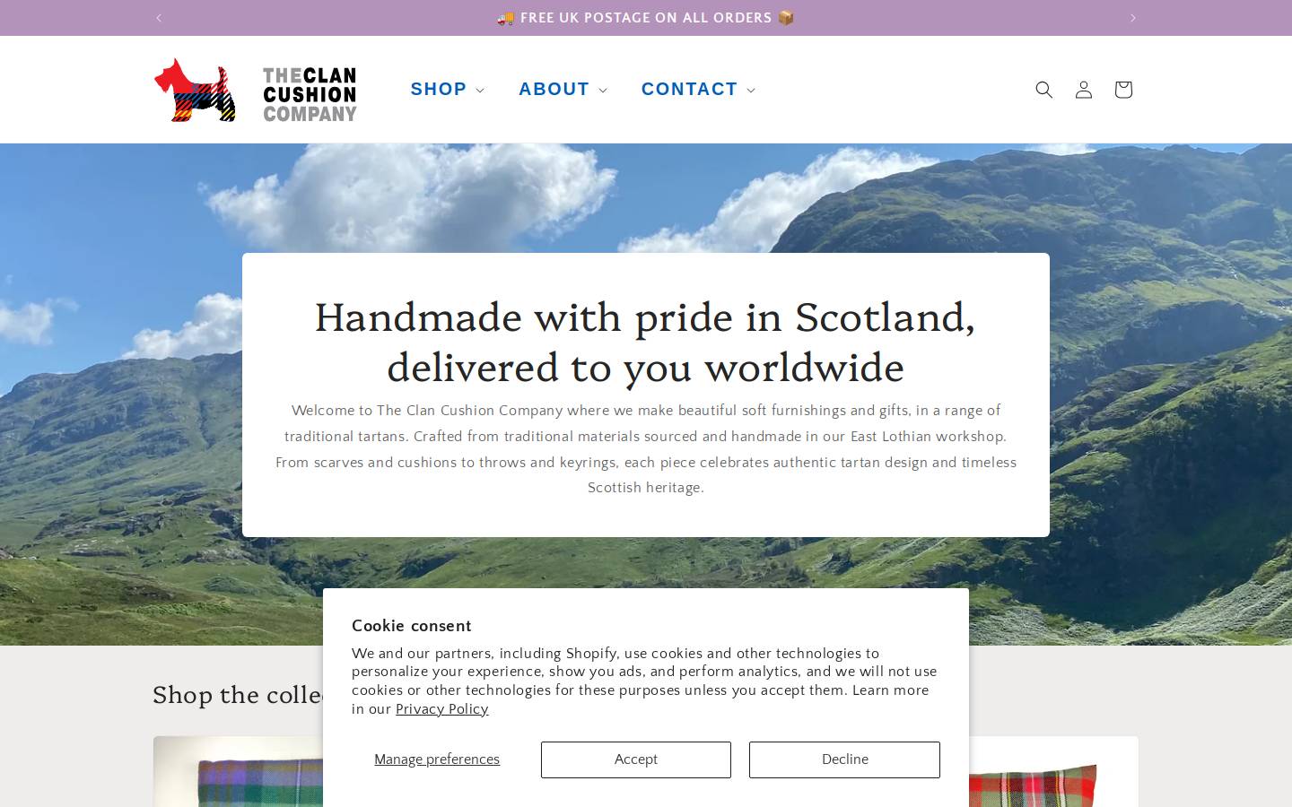 theclancushioncompany.co.uk homepage screenshot