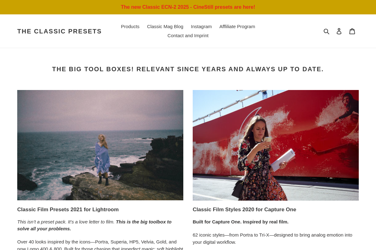 Theclassicpresets homepage screenshot