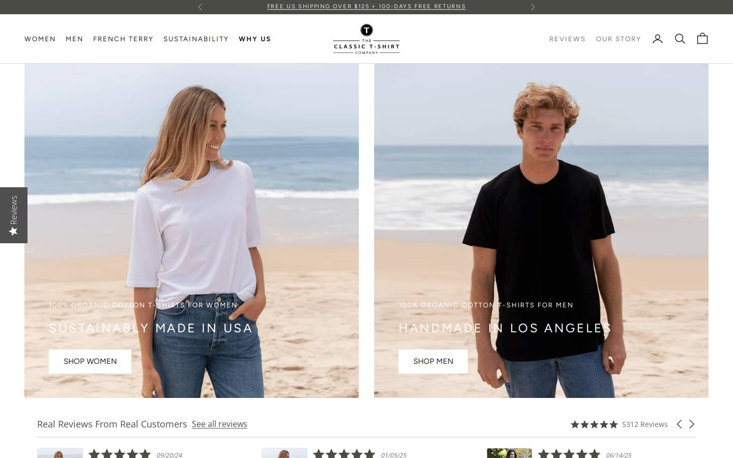 theclassictshirt.com homepage screenshot