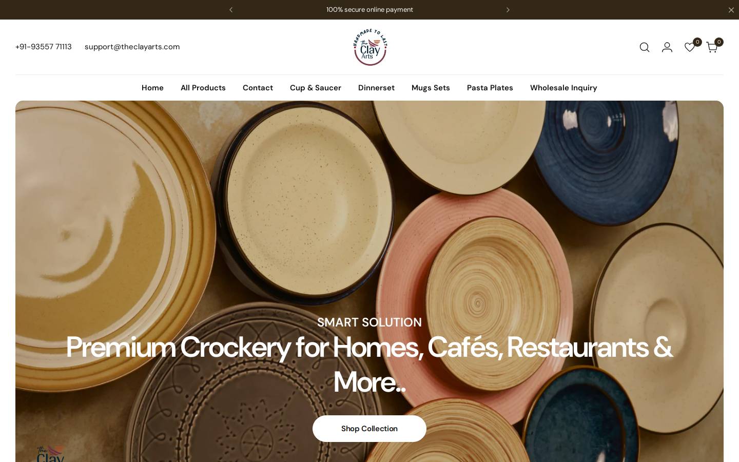 theclayarts.com homepage screenshot