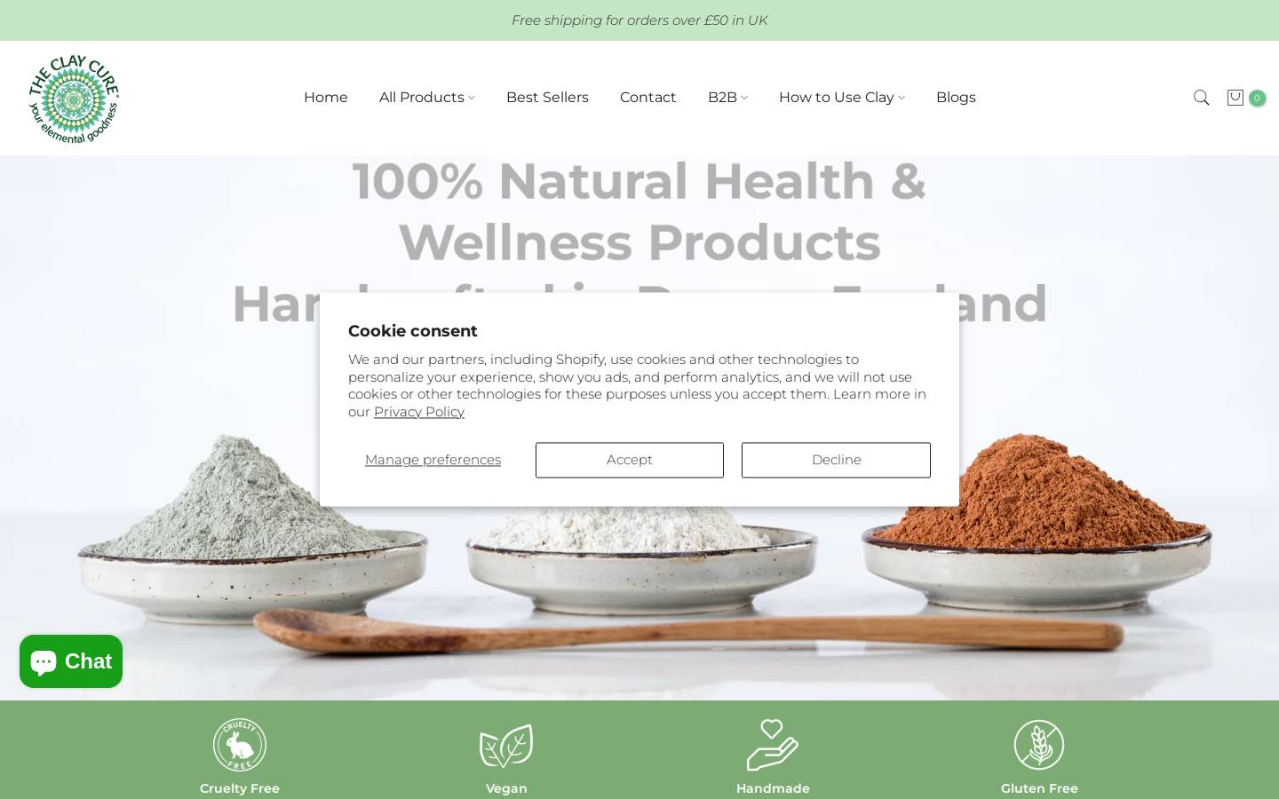 Theclaycure homepage screenshot