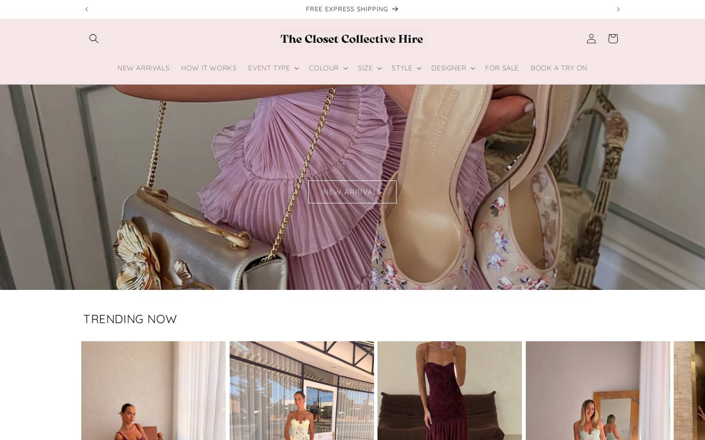 theclosetcollectivehire.com homepage screenshot