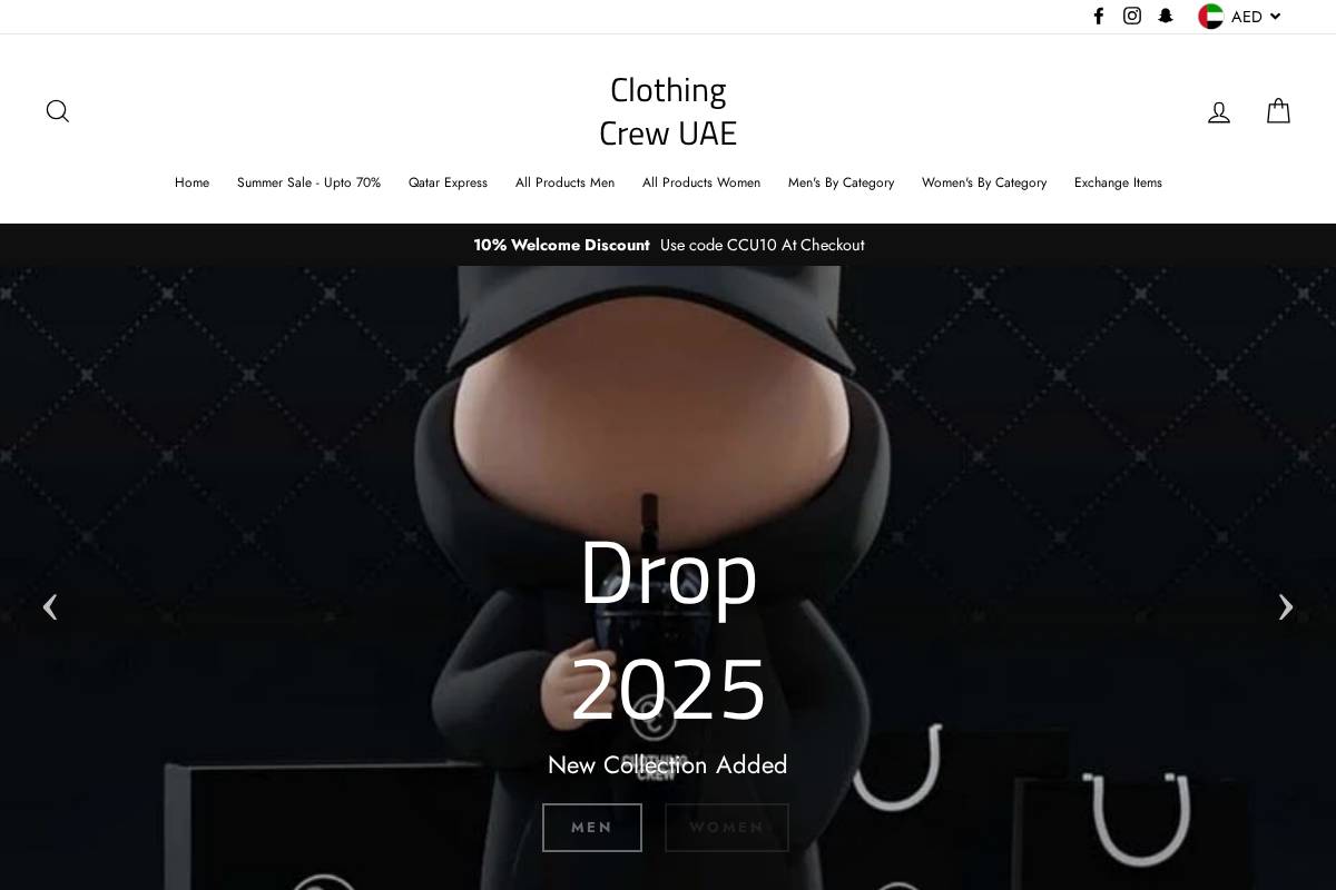 Clothing Crew UAE homepage screenshot