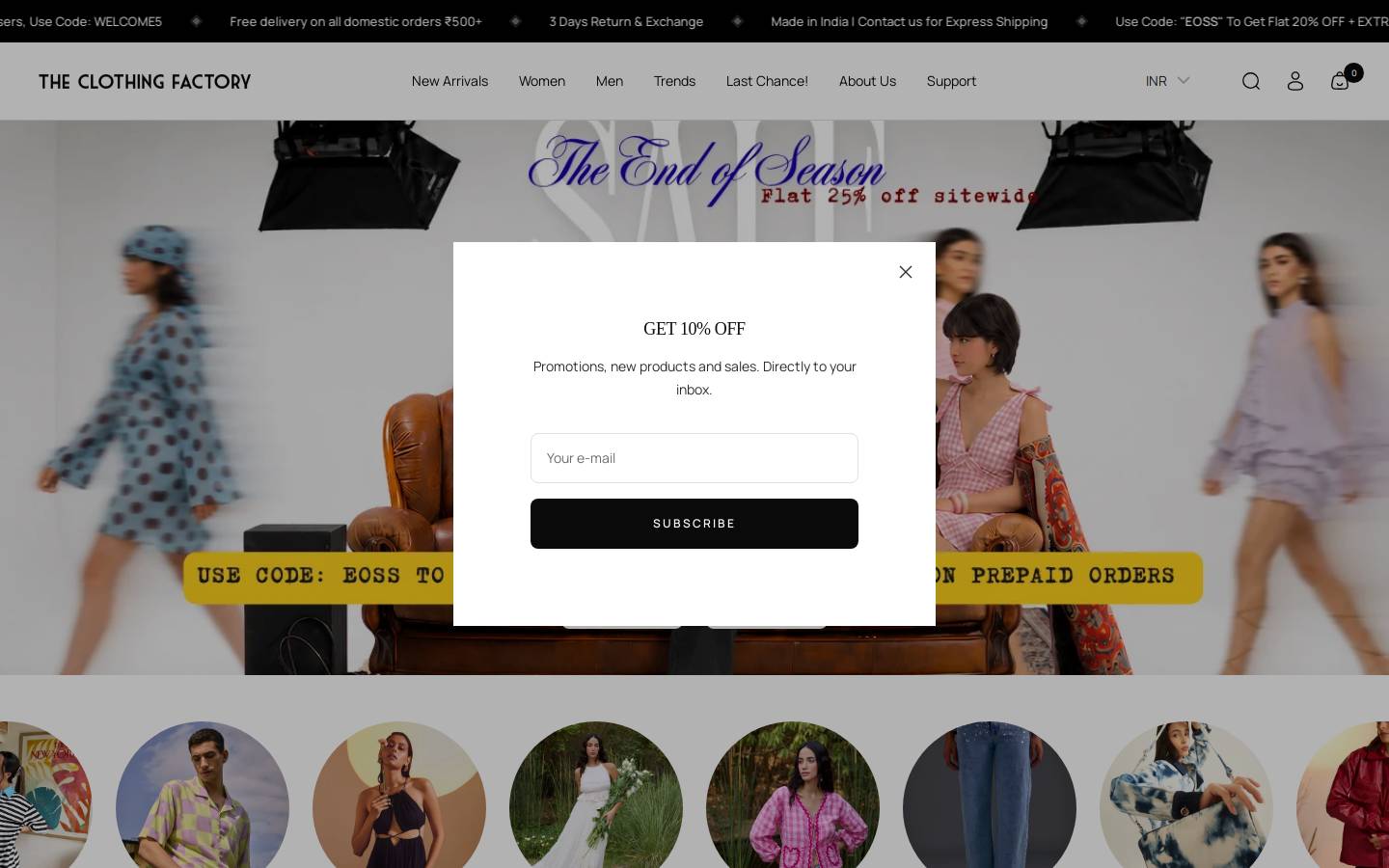 theclothingfactory.in homepage screenshot