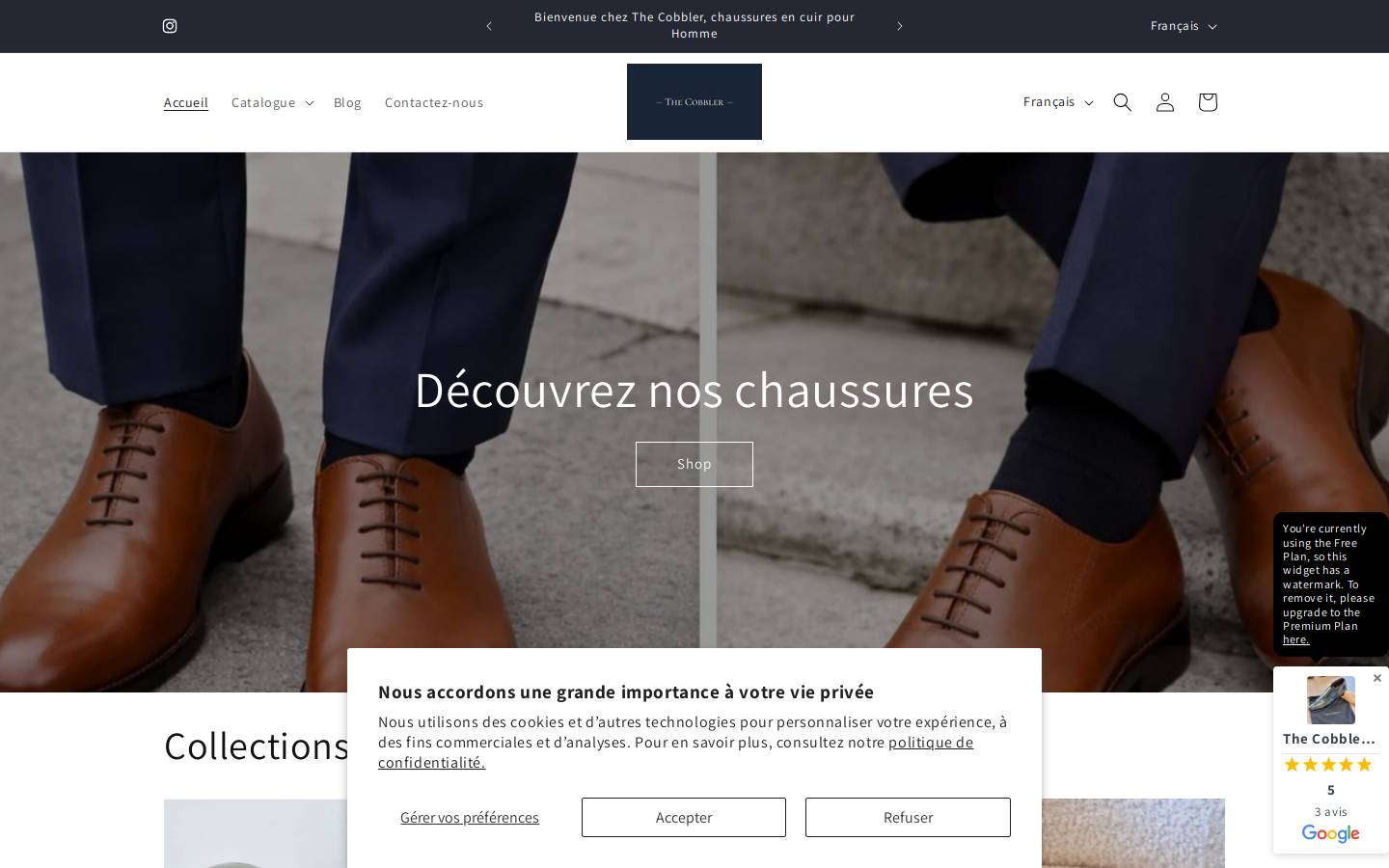 The Cobbler homepage screenshot