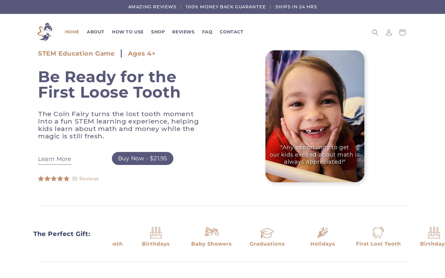 thecoinfairy.com homepage screenshot
