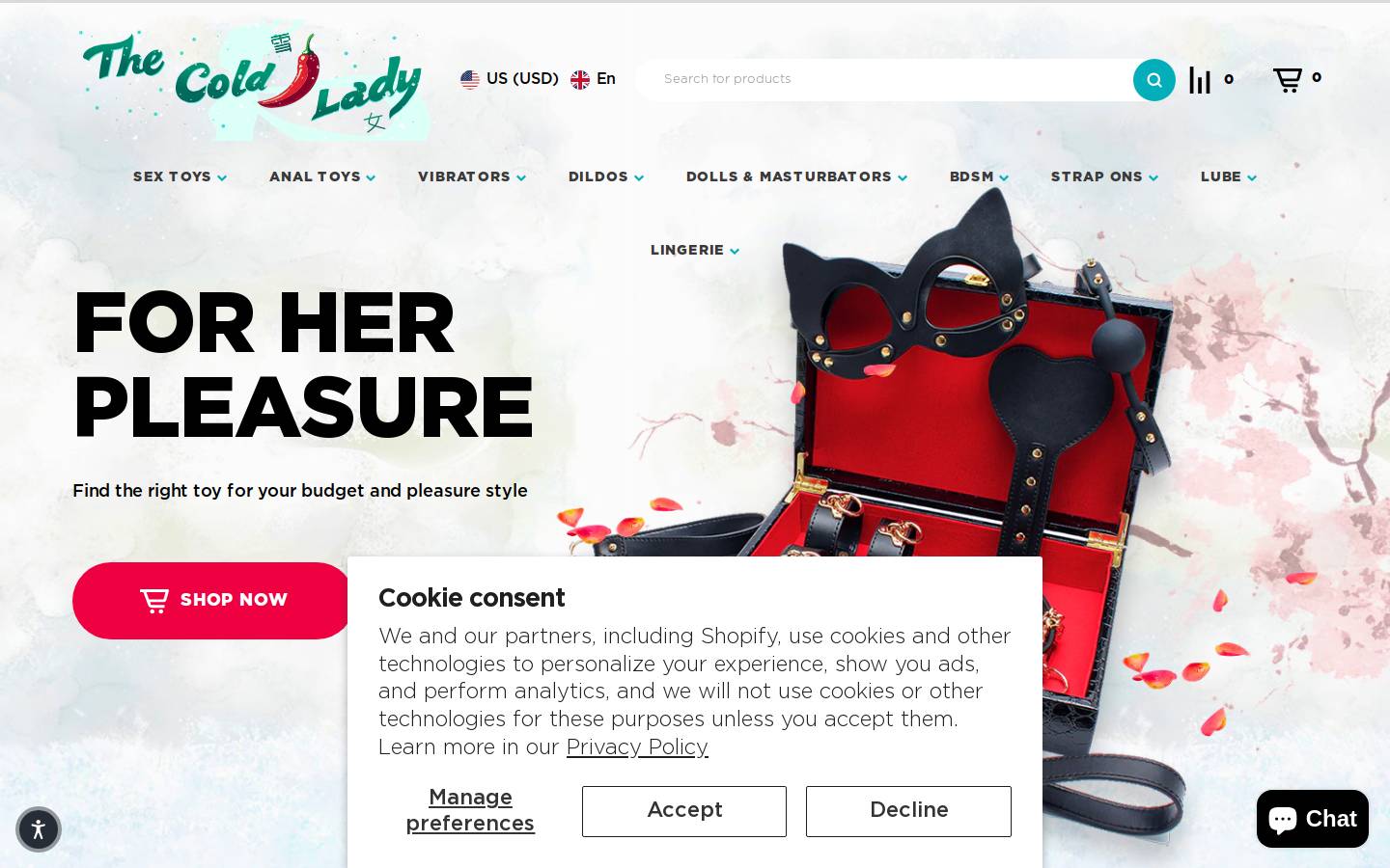 Thecoldlady homepage screenshot