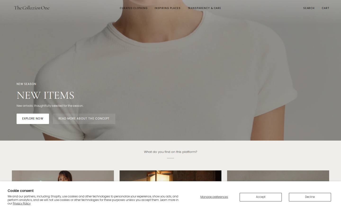 The Collection One homepage screenshot