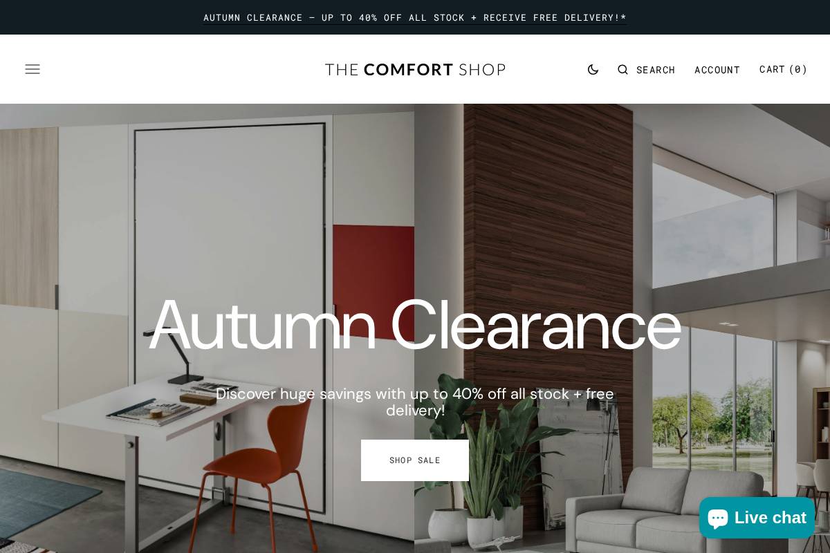 Thecomfortshop homepage screenshot