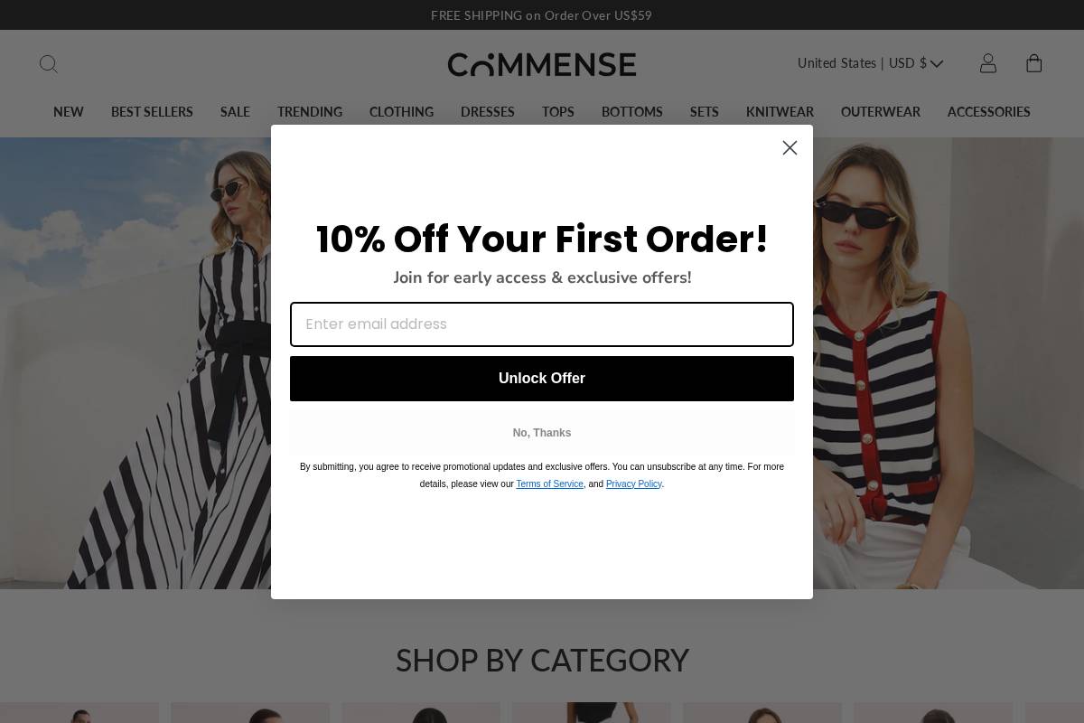 Commense homepage screenshot
