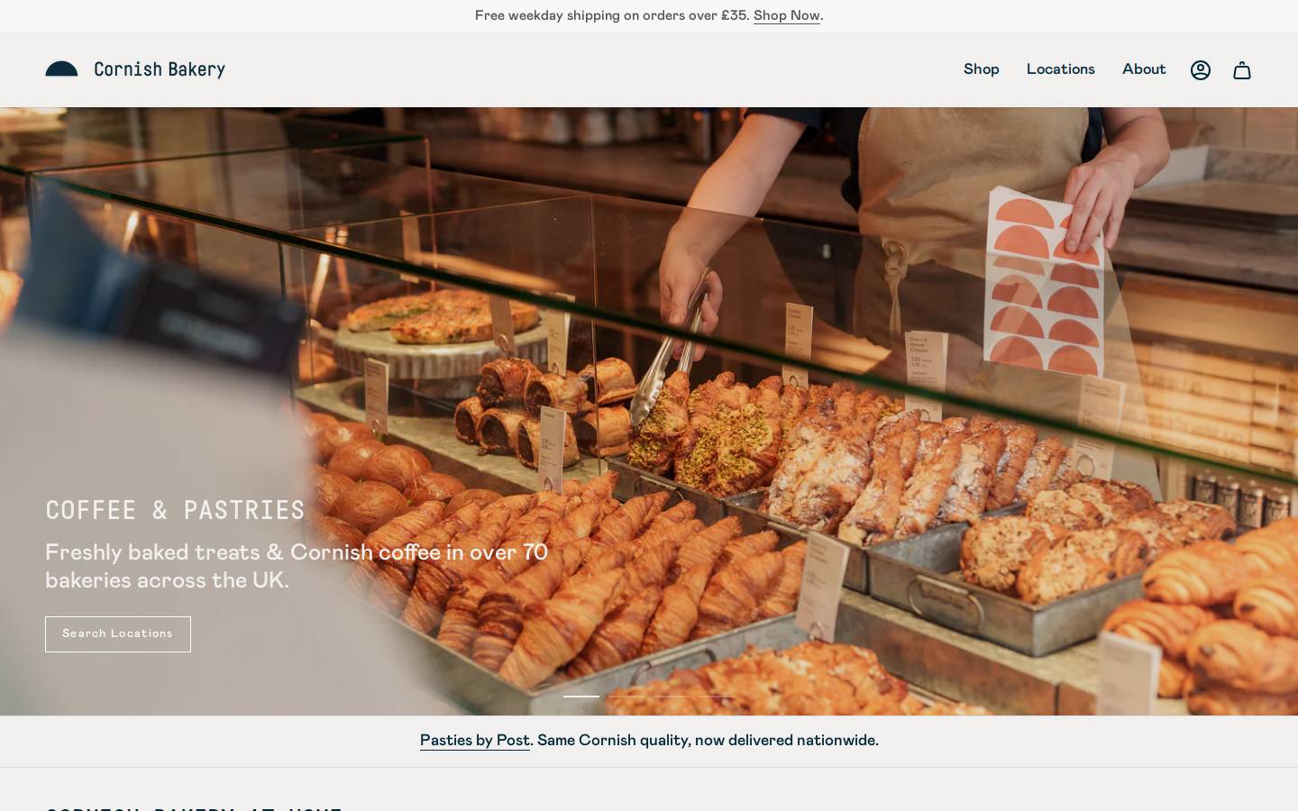 The Cornish Bakery homepage screenshot