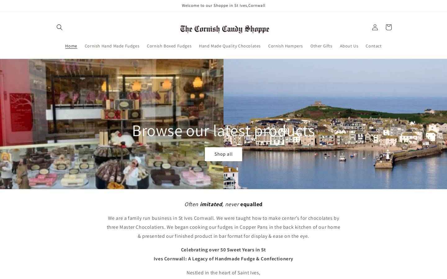 thecornishcandyshoppe.com homepage screenshot