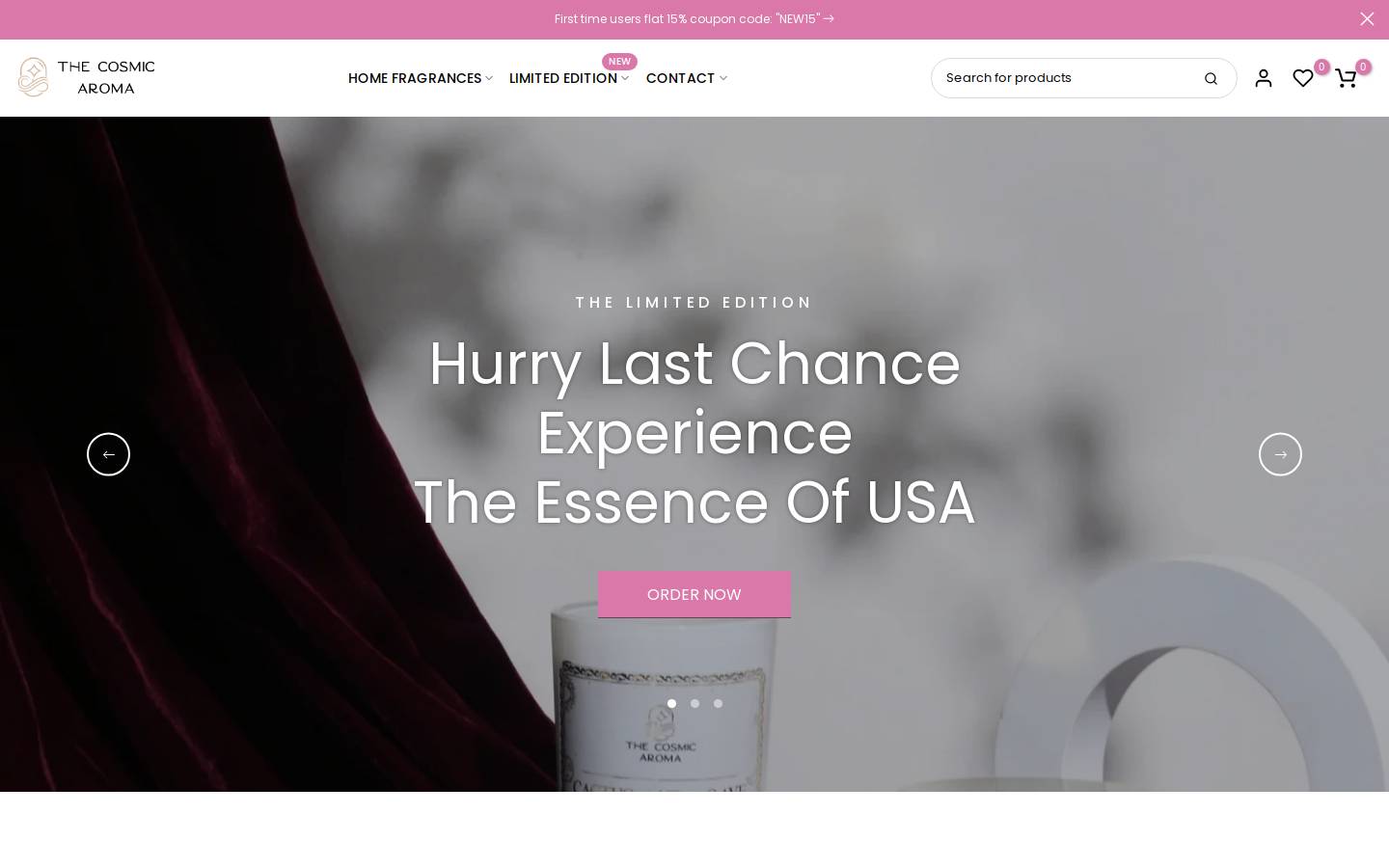 thecosmicaroma.in homepage screenshot